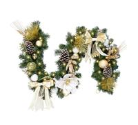 WBHome Pre-lit 6 Feet/72 Inch Christmas Garland, White & Gold Lighted Garland with 35 LED Lights for Indoor Outdoor Xmas Decor Holiday Decorations, Battery Operated (Batteries NOT Included)