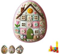 Wbietu Patchwork Felt Egg House DIY Kit, Patchwork Felt Egg House DIY Kit, Easter Chick Eggs Ornaments, Home Easter Party Decoration Supplies, Handmade Cozy Egg House, Chick House Craft Kit (Style B)