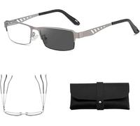 Wbietu Ultra-Light Multi-focal Photochromic Reading Glasses, Glasses Near And Far Sight, Color-Changing Anti-Blue Light, Presbyopia Glasses, Multi-focus Reading Glasses (Grey, 1.5)