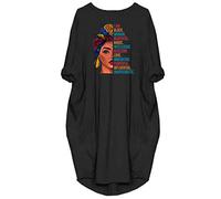 WbJetr Black Woman Beautiful Magic Long Sleeve Loose Pocket Oversize Tunic Dress, Black, M