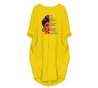 WbJetr Black Woman Beautiful Magic Long Sleeve Loose Pocket Oversize Tunic Dress, Yellow, M