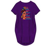WbJetr I Am Black Woman Beautiful Magic Short Sleeve Loose Pocket Oversize Tunic Dress, Purple-05, XXL