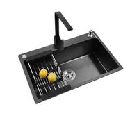 WBJGUOD 304 Stainless Steel Sink, Kitchen Sink Single Workstation with Multiple Accessories, Drain Basket Set Nano Coating Easy Cleaning Durable