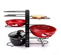 WBJGUOD 8-Tier Adjustable Pot and Pan - Kitchen Counter Storage Rack for Cookware Bakeware Dish Drying Cupboard & Pantry Space Saver