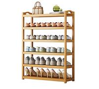 WBJGUOD Bamboo Shoe Rack with 6 Layers Sturdy & Sustainable Storage Solution for Household Portable Dustproof Shelf Non slip Design 80cm (31inch) Height