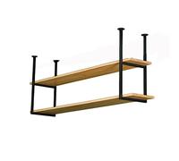 WBJGUOD Black Floating Shelves - 2 Layer Wall-Mounted Decorative Rack with Ceiling Shelf Brackets for Bar & Restaurant Easy Installation Size: 24x12x24 IN
