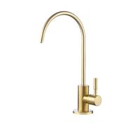 WBJGUOD Brushed Gold Swan Neck Kitchen Water Purifier Tap Direct Drinking Faucet 28cm Body Elegant Design for Home & Office Easy Installation