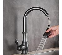 WBJGUOD Brushed Nickel Pull-Out Kitchen Sink Faucet Install A 360-Degree Rotating On The Deck Brass with Polished Surface