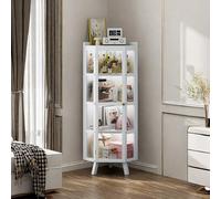 WBJGUOD Clear Display Case, Showcase Cabinet, Glass Curio Cabinets, Tall Bookshelf Bookcase with Doors, Storage Large Cabinet Doors