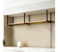 WBJGUOD Floating Shelves Wooden CeilingMounted Storage Rack Industrial Kitchen Plate & Plant Stand 1Layer Wine Bottle Holder (140x30x40cm)