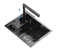 WBJGUOD Invisible Small Stainless Steel Single Sink with Cover Liftable Faucet Mini Vegetable for Bar Shop Tea Room(35 * 45 22cm)
