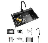 WBJGUOD Kitchen Bar Sink, Stainless Steel Sinks with Multiple Accessories and Waste Kit Multifunctional Single Bowl for Kitchen, Dining Room