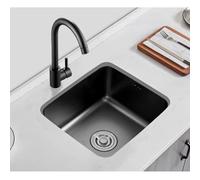 WBJGUOD Kitchen Sink, Black Nano Sink Bar Counter Single Balcony Stainless Steel Modern Bowl Sinks with Multiple Accessories for Kitchen, Caravan