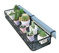 WBJGUOD Plant Containers Balcony Decorative Storage Rack - Black Iron Flower Shelf for Railing and Window Sill Art Display Stand with Paint Process