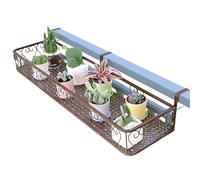 WBJGUOD Plant Containers Balcony Decorative Storage Rack - Black Iron Flower Shelf for Railing and Window Sill Art Display Stand with Paint Process