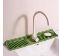 WBJGUOD Silicone Faucet Mat for Draining, Kitchen Sink Splash Guard, Foldable Tap Drip Draining Holder, Handle Catcher Tray and Bathroom Countertop Protect