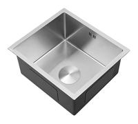 WBJGUOD Silver Stainless Steel Mini Kitchen Sink - Single Bowl Built-in Narrow Edge for Restaurant Bar Studio Compact Vegetable Washing Basin with Drain Pipe(38 * 30 21cm)