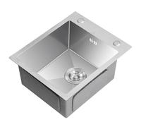 WBJGUOD Silver Stainless Steel Small Single Bowl Sink - Compact Mini Wash Basin for Kitchen, Bar, Balcony, Hotel Pantry & Utility Spaces(38 * 30 22cm)