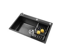 WBJGUOD Single Bowl Kitchen Sinks Stainless Steel, Multifunctional Sink with Multiple Accessories Modern for Workstation Prep