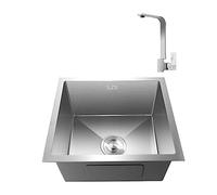 WBJGUOD Stainless Steel Undermount Kitchen Sink with Square Faucet Single Bowl Workstation for Vegetable Washing 35x25cm Modern Silver Finish Durable & Stylish