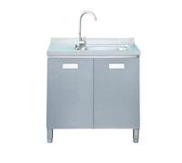 WBJGUOD Utility Sink Cabinet, Stainless Steel Laundry Wash Basin Modern Single/Double Bowl Kitchen Sinks for Garage, Basement, Shop and Room