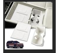WBLATP Cup Holder Insert & Wireless Charging Protective Mat for 2024 2025 Hyundai Santa Fe White 2Pcs (Scratch & Scuff Free) (Easy to Clean) Center Console for Hyundai Santa Fe Accessories