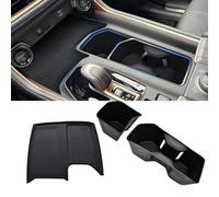 WBLATP TPE Anti-Slip Cup Holder Insert & Silicone Wireless Charging Non-Slip Mat 2pcs for 2024 2025 2026 Toyota Grand Highlander Accessories Anti-Drop & Anti-Rattle for Grand Highlander Hybrid Black