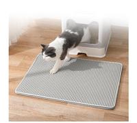 WBLKAMAO Litter Mat Honeycomb Double Layer Easy Clean Mats for Cat Litter Boxes Less Waste,Soft On Paws,Non-Slip,Gray-16x20x0.5in