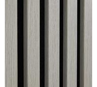 WBM Sample Acoustic Slat Wall Panel - Decorative & Sound Absorbing Wooden Slatted 3D Feature Wall Pannelling 220 x 100 x 21mm, Light Oak Grey