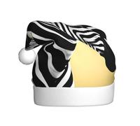 WBQLSL 15.7 inches tall unisex santa claus plush hat, christmas new year party santa hat, Black and white zebra adult universal santa hat
