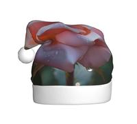 WBQLSL 15.7 inches tall unisex santa claus plush hat, christmas new year party santa hat, Blooming Roses adult universal santa hat