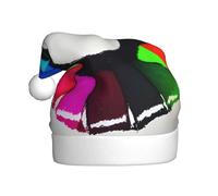 WBQLSL 15.7 inches tall unisex santa claus plush hat, christmas new year party santa hat, Colored crayon circles adult universal santa hat