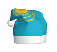 WBQLSL 15.7 inches tall unisex santa claus plush hat, christmas new year party santa hat, Flag of Kazakhstan adult universal santa hat
