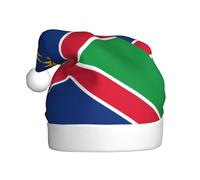 WBQLSL 15.7 inches tall unisex santa claus plush hat, christmas new year party santa hat, Flag of Namibia adult universal santa hat
