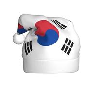 WBQLSL 15.7 inches tall unisex santa claus plush hat, christmas new year party santa hat, Flag of Republic of Korea adult universal santa hat