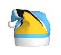 WBQLSL 15.7 inches tall unisex santa claus plush hat, christmas new year party santa hat, Flag of Saint Lucia adult universal santa hat