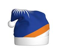 WBQLSL 15.7 inches tall unisex santa claus plush hat, christmas new year party santa hat, Flag of the Marshall Islands adult universal santa hat