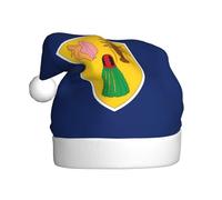 WBQLSL 15.7 inches tall unisex santa claus plush hat, christmas new year party santa hat, Flag of the Turks and Caicos Islands adult universal santa hat