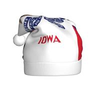 WBQLSL 15.7 inches tall unisex santa claus plush hat, christmas new year party santa hat, Iowa state flag adult universal santa hat