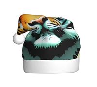 WBQLSL 15.7 inches tall unisex santa claus plush hat, christmas new year party santa hat, Little fat tiger head adult universal santa hat