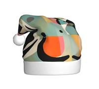 WBQLSL 15.7 inches tall unisex santa claus plush hat, christmas new year party santa hat, Mid-Century Modern Art Cat adult universal santa hat