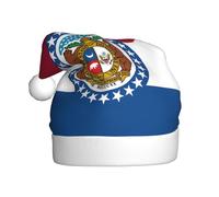 WBQLSL 15.7 inches tall unisex santa claus plush hat, christmas new year party santa hat, Missouri State Flag adult universal santa hat