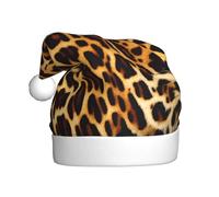 WBQLSL 15.7 inches tall unisex santa claus plush hat, christmas new year party santa hat, Stripes on leopards adult universal santa hat