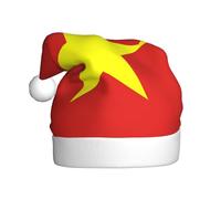 WBQLSL 15.7 inches tall unisex santa claus plush hat, christmas new year party santa hat, Vietnamese flag adult universal santa hat