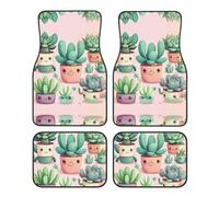 WBQLSL 4-Piece car Floor mats Set, Easy to Clean and no Fading, Keep The Interior of Your car, Truck, or Van Lovely Succulent Plants Clean