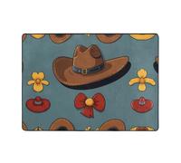 WBQLSL 80x58 inches - Lucky Cowboy hat Printed Rug, Living Room, Office, Balcony Decorative Rug, Bedside, Coffee Table mat