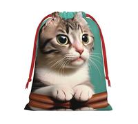WBQLSL A curious cat L Printed gift bags, perfect for weddings, Christmas, birthdays and anniversaries (S-L)