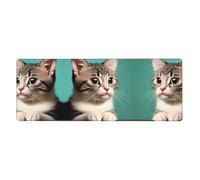 WBQLSL A curious cat Patterned Keyboard and Mouse Pad 11.8 x 31.5 inches Perfect for Gaming and Laptop Office