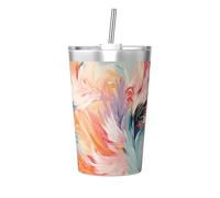 WBQLSL A Feather Like Paint Insulated Straw Cup Ideal for Gym use or Carrying on The go