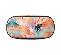 WBQLSL A feather like paint Large capacity pencil bag, multi-layer partition stationery storage bag - unisex learning office supplies